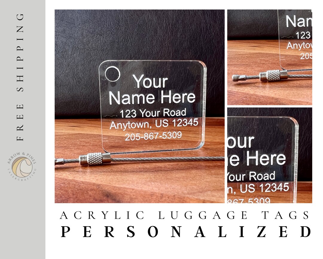1/4 Acrylic Luggage Tags Address Tag Name Tag Personalized Tag Pet Bag