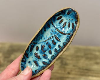 Handmade Stoneware Ring Dish: Small Pottery Trinket Tray
