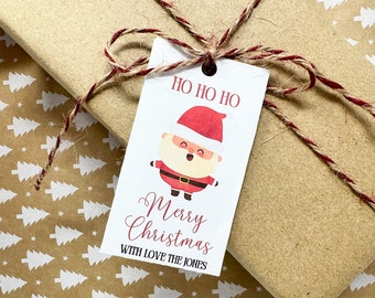 Etichetta natalizia modificabile Santa Ho Ho Ho in Canva Etichetta natalizia stampabile in Canva