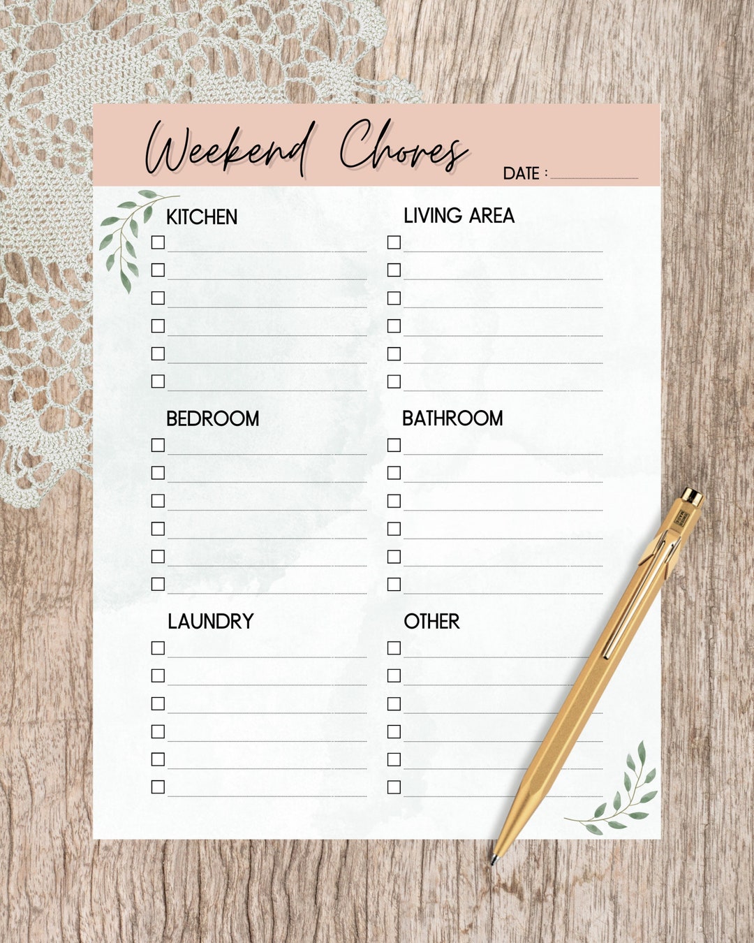 Printable & Customizable Weekend Chore List - Etsy