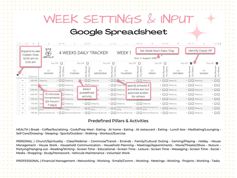 TIME Tracker Spreadsheet Google Sheet Template up to 4 - Etsy