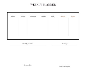 Weekly to Do List Printable, Weekly Task List Template, Weekly Planner ...