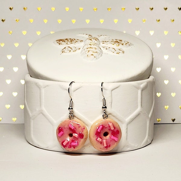 Cute pink doughnut earrings