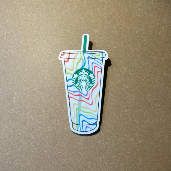 Starbucks Cup Stickers Tie Dye Waterproof Laminated Die 