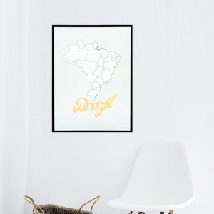 Brazil Map Outline Printable Wall Art