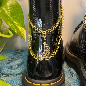 Boot Chain Charms - Floral Moon - Gold