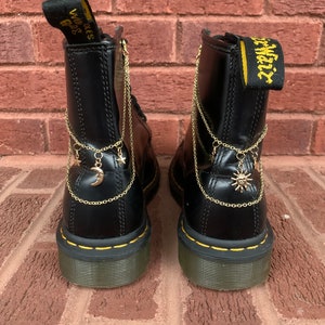 Double Wrap Boot Chain with Charms - Doc Martens - Sun & Moon - Gold
