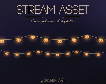 Animated Halloween Pumpkin Lights | Twitch Asset Design Decoration | Panels, screens, overlay, live streaming, stream, Twitch, YouTube, OBS