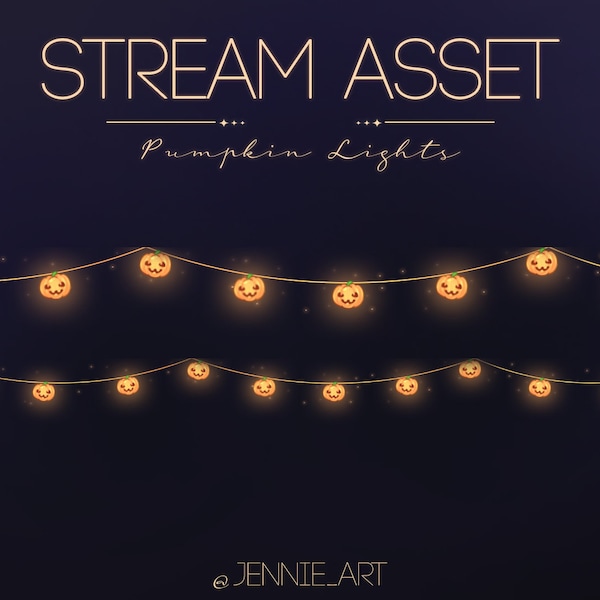 Animated Halloween Pumpkin Lights | Twitch Asset Design Decoration | Panels, screens, overlay, live streaming, stream, Twitch, YouTube, OBS