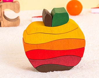 Wooden Toddler Birthday Gift, Apple Stacker, Montessori Toy, Baby Wooden Gift, Waldorf Toy, Handmade Crafted, Educational Toy, Baby Shower