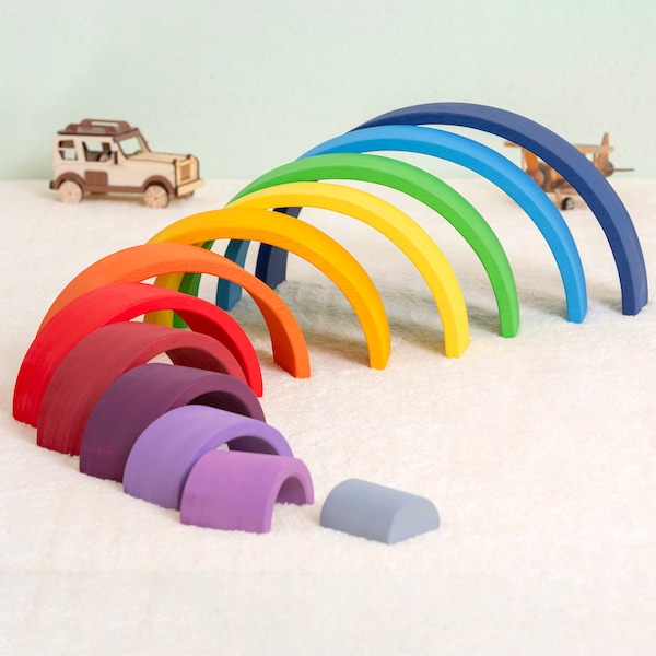 Rainbow Stacker, Wooden Toys, Rainbow Decor, Montessori Gift, Waldorf Toys, Educational Learning Toys, Nesting Toys, Natural Wooden Toys