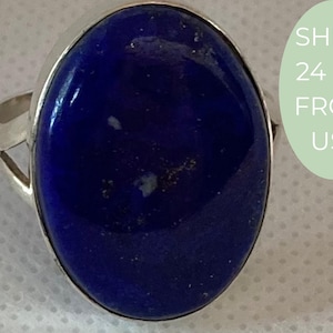 9.25 Silver Lapis Lazuli Hallmarked Ring size 12