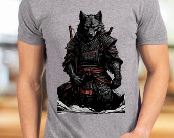 Wolf Samurai Warrior T-Shirt: Animal Graphic Tee