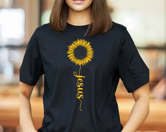 Jesus Sunflower T-Shirt, Christian Gardening Tee