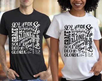 5 Solas of the Reformation T-Shirt: Christian Faith Based Shirt