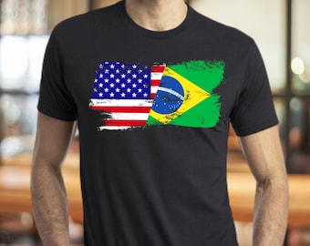 American Brazilian Heritage T-Shirt: USA Brazil Flag Gift