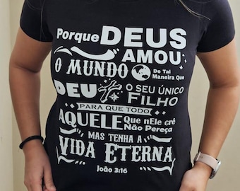 João 3:16 Christian T-shirt - Evangelistica Cristã Moda Bíblia