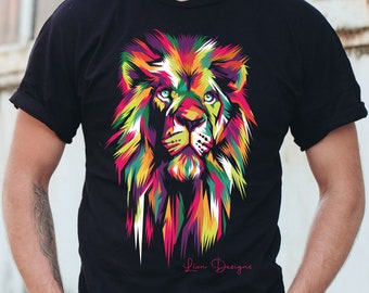 Colorful Lion Face Shirt: Animal Lover Tee