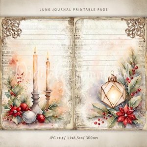 Vintage Christmas Blank Lined Junk Journal Pages, Christmas Basic Junk ...
