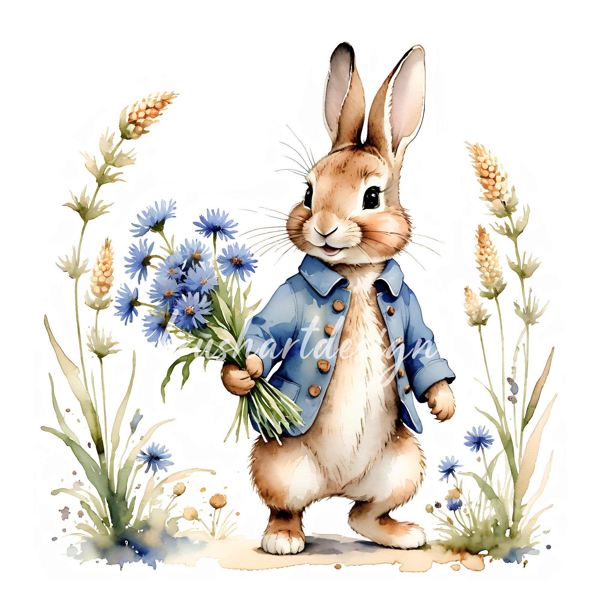 10 Peter Rabbit Clipart, Beatrix Potter Style, Spring Flowers (JPG) - Etsy