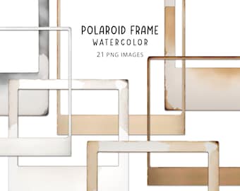 Polaroid frames clipart- 21PNG, Watercolor Photo frame clipart, Polaroid frames for collage, Frames for prints, PNG frames, Digital download