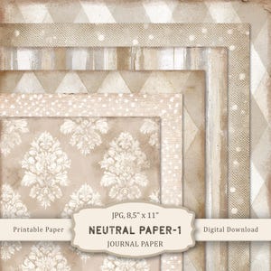 Neutral Paper-1 Printable, Junk Journal Basic Pages, Vintage Journaling Paper, Shabby Chic Journaling Paper, Digital Scrapbooking Paper