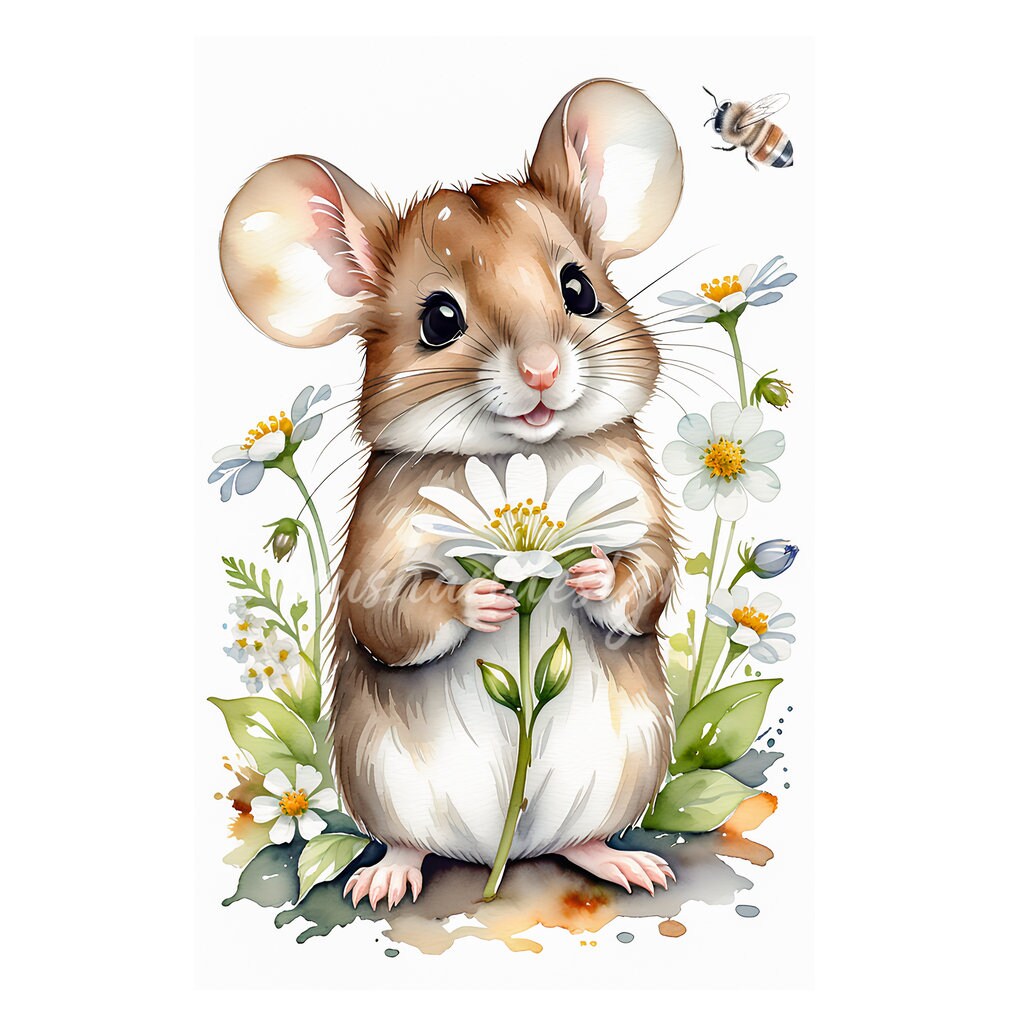 Mouse Clipart, Watercolor Forest Animal JPG (digital Download) - Etsy