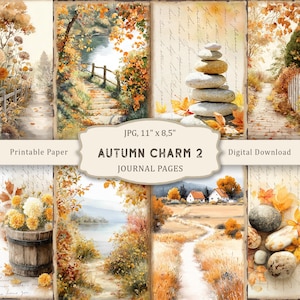 Autumn charm-2 Junk Journal Kit, Vintage Autumn Printable Pages, Autumn Scrapbooking Paper, Fall Collage Sheet, Autumn Vintage Ephemera