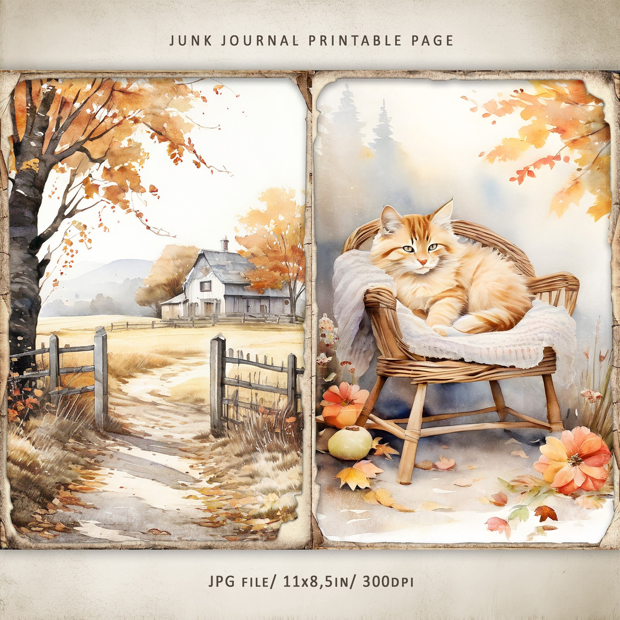 Cozy Autumn-1 Junk Journal Kit, Autumn Printable Pages, Fall Junk ...
