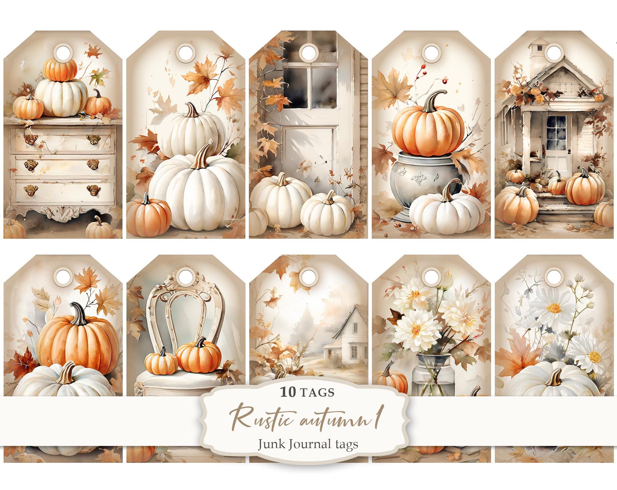 Rustic Product Tags Tags Rustic Autumn-1, Fall Gift Tags, Holiday Labels, Journal Supplies ...