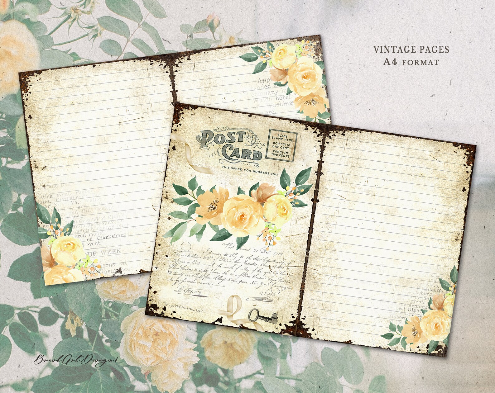 Scrap File With Ruled Pages A4 Lined Journal Pages, Vintage Scrap Journal Paper, Frayed Printable ...