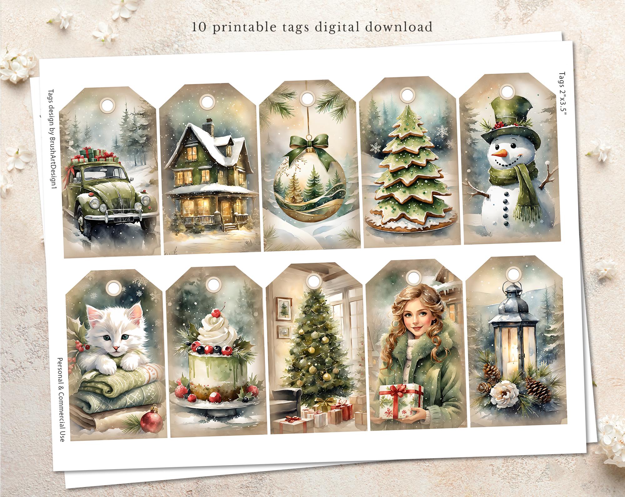 Tags Green Christmas-2, Santa Gift Tags, Holiday Labels, Journal ...