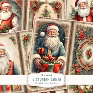 Victorian Santa Claus Junk Journal Kit, Victorian Christmas Printable Pages, Christmas Journal Paper, Christmas Collage Sheet, Santa Pages