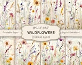 Watercolor Wildflowers Junk Journal Pages, Summer Flowers Paper, Vintage Ephemera (Digital Download)