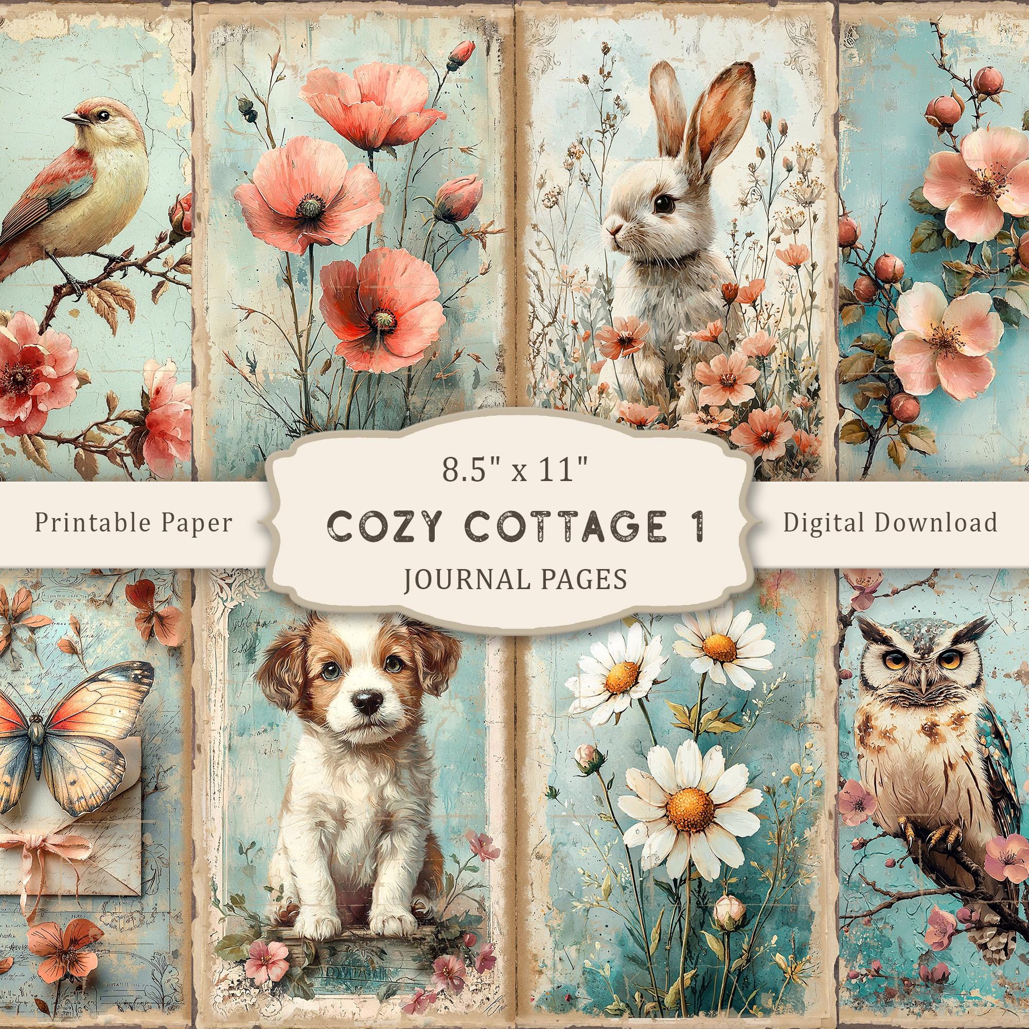 Cozy Cottage #1 Junk Journal Pages: Shabby Chic Ephemera, Digital ...