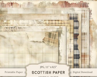 Vintage Scottish Paper, Neutral Journal Pages, Shabby Chic Scrapbooking (Digital Download)