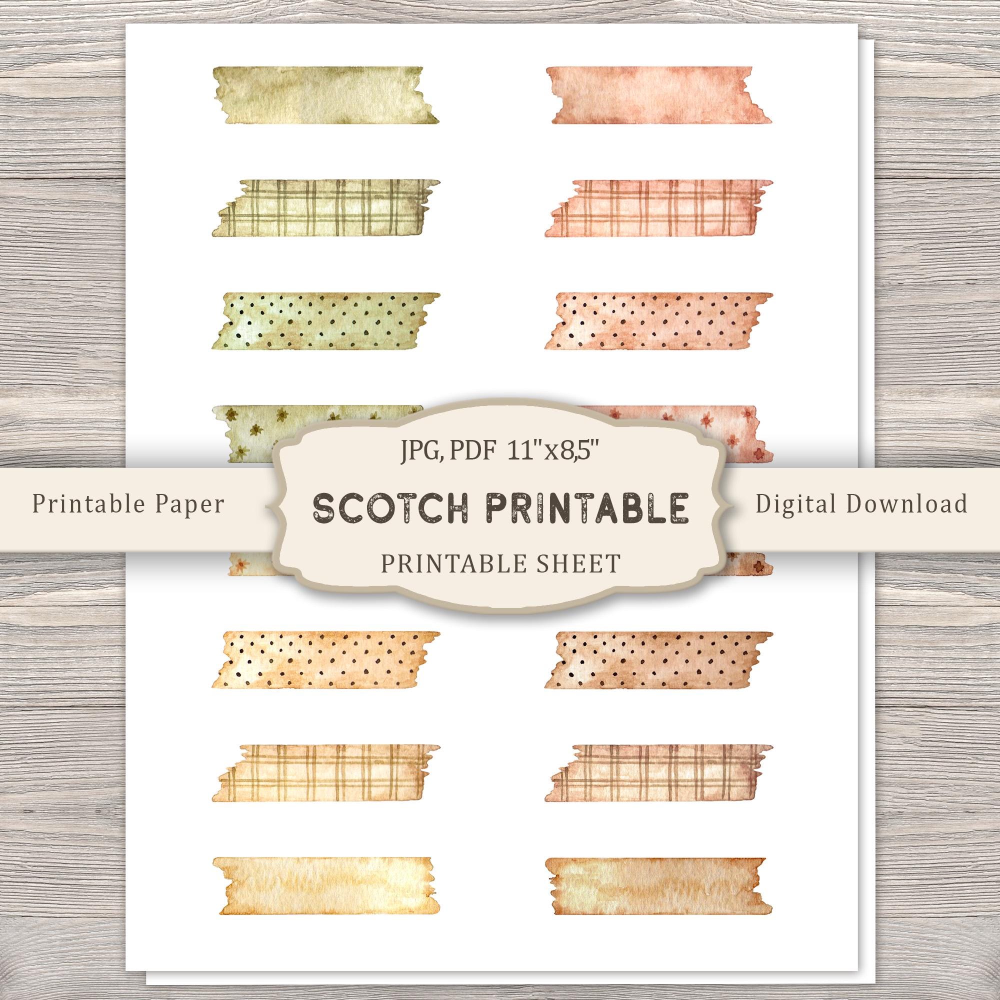 Vintage Scotch Printable, Sticky tape Printable, Collage Tape, Journaling Tape, Journal Scotch, Vintage Ephemera, Digital Download