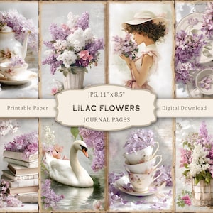 Lilac flowers Pages, Lilac flowers Junk Journal, Flower Printable Pages, Spring Flower Collage Sheets, Botanical Ephemera, Vintage Ephemera