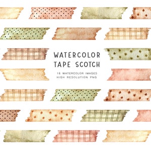 Vintage Washi Tape Clipart, oude Tape Scotch, Scotch PNG, aquarel clipart, vintage stijl plakband, planner stickers, digitale tape