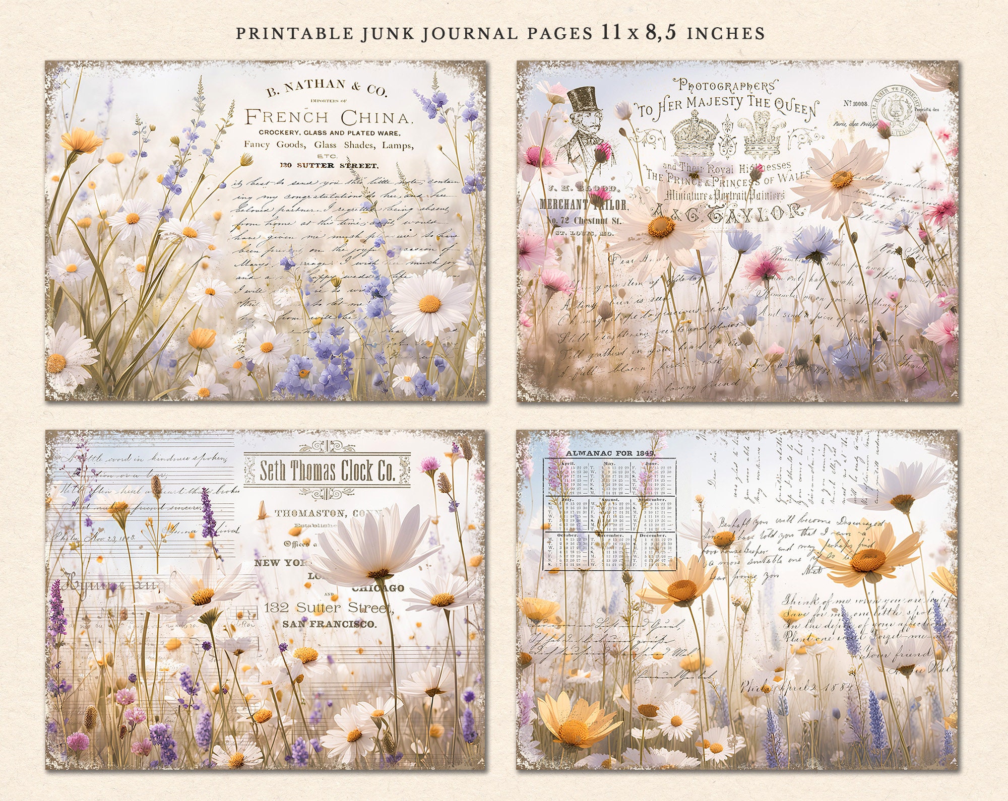 Wildflowers Junk Journal Kit, Flowers Journal Printable Pages, Spring ...