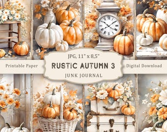 Autumn Junk Journal Kit, Watercolor Autumn Printable Pages, Autumn ...