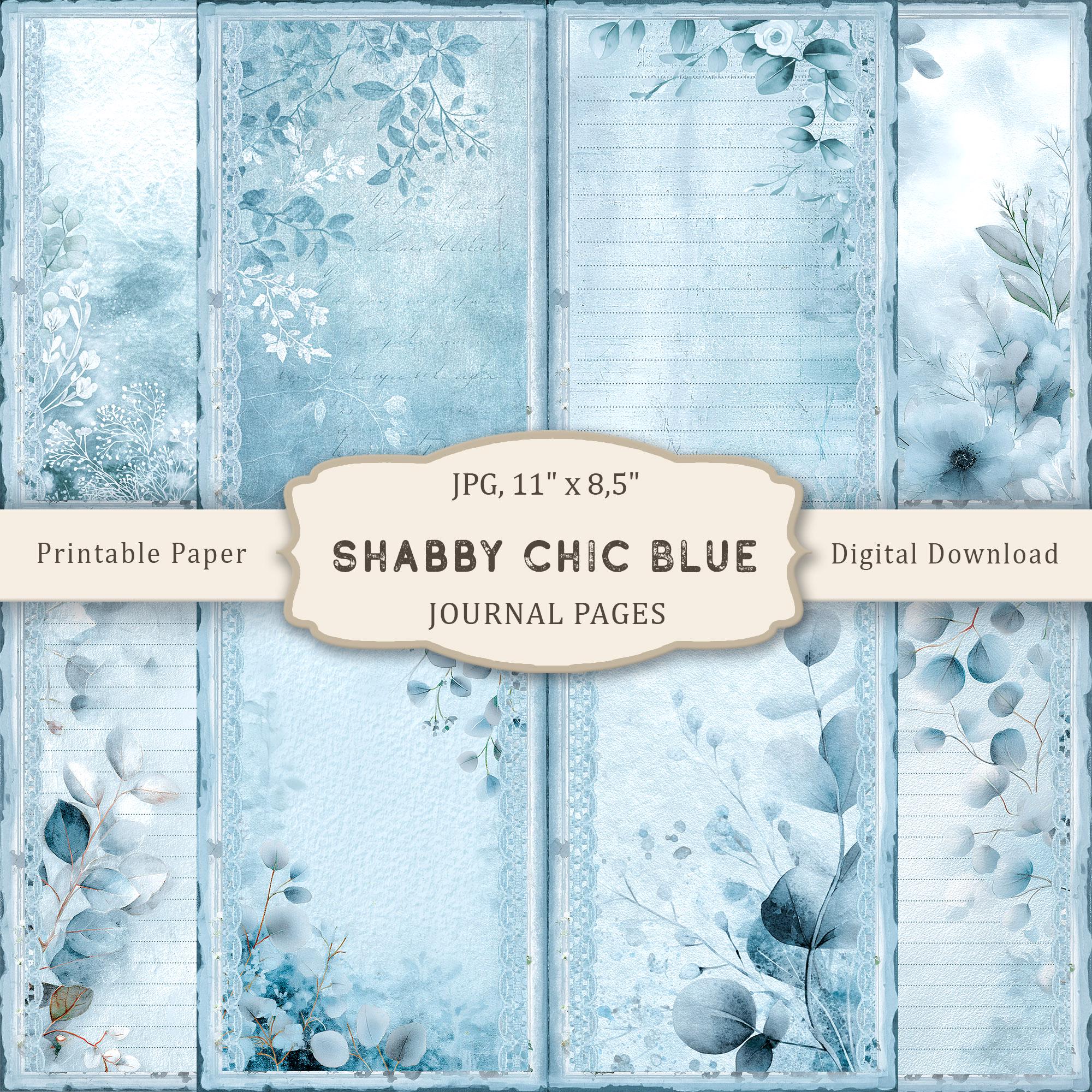 Shabby Chic Junk Journal Pages: Blue Botanical Ephemera (digital ...