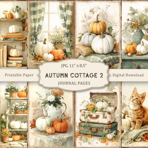 Autumn Cottage-2 Junk Journal, Autumn Printable Pages, Autumn Scrapbooking Paper, Fall Collage Sheet, Fall Vintage Ephemera,Digital Download