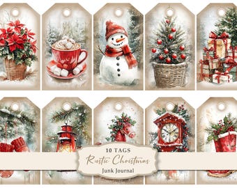 Tags Rustic Christmas #2, Winter Labels, Journal Supplies, Gifts Decor (Digital Download)