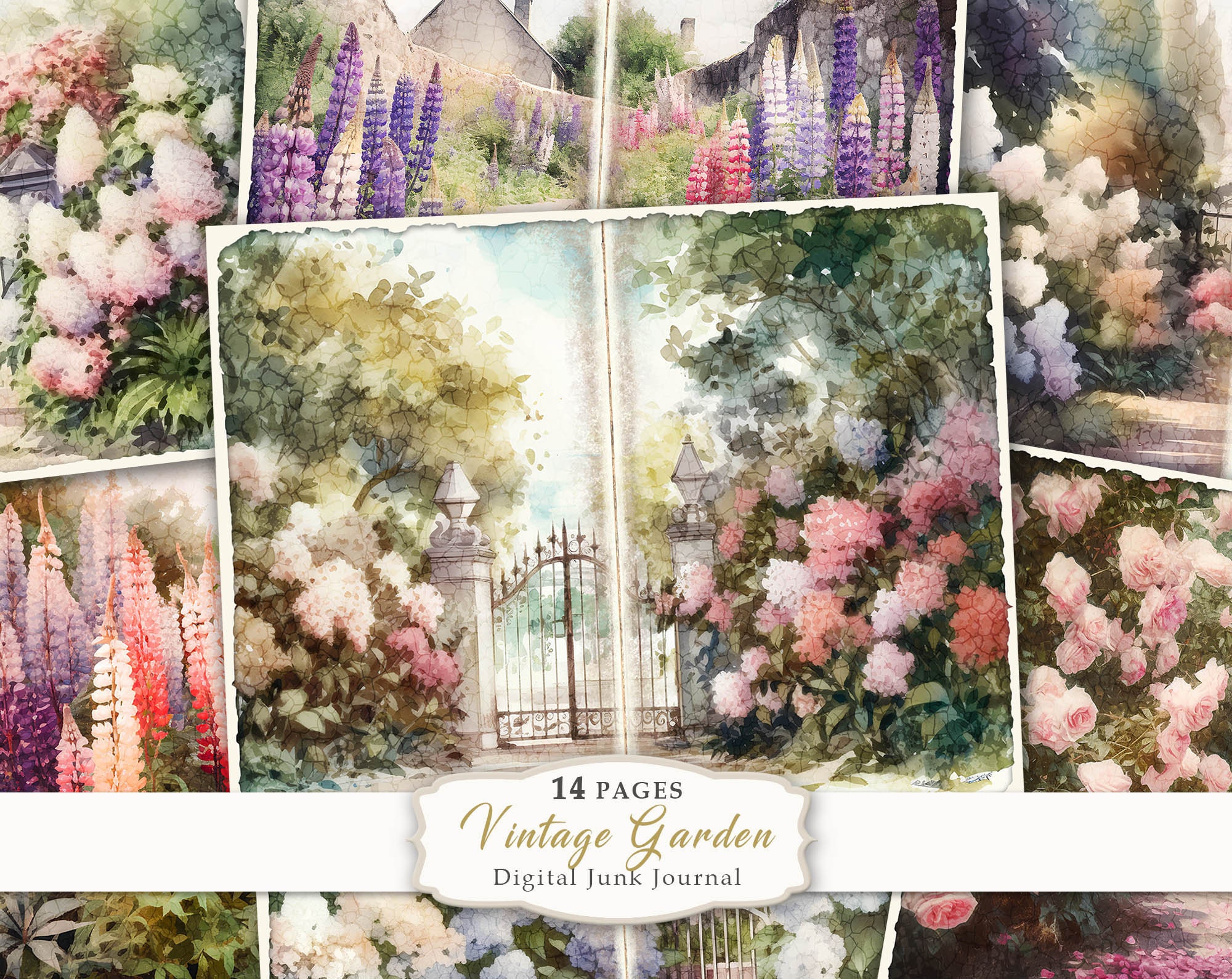 Vintage Garden Junk Journal Kit, Floral Junk Journal Page, Vintage ...