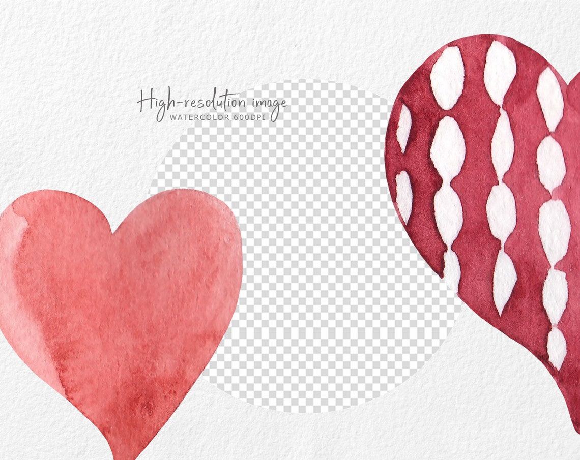 Watercolor Hearts Clipart PNG Hearts Valentine's Day - Etsy