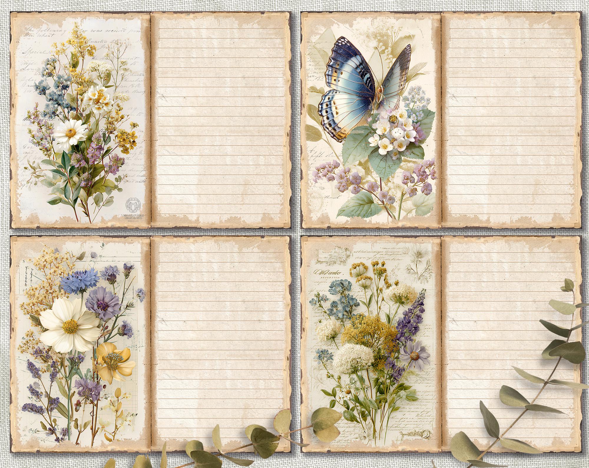 Flower Junk Journal, Floral Pages Printable, Botanical Flowers Paper ...