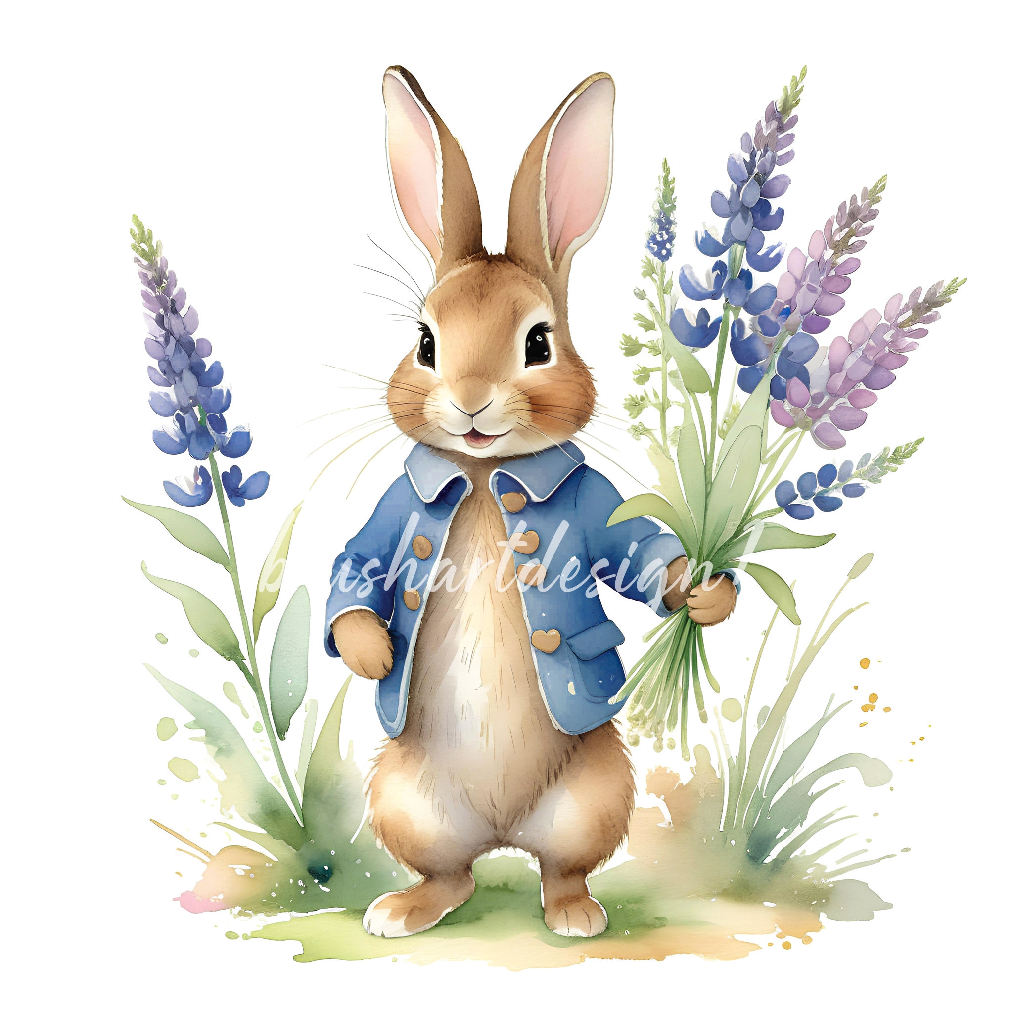 10 Peter Rabbit Clipart, Beatrix Potter Style, Spring Flowers (JPG) - Etsy