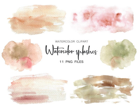 Watercolor spots clipart, Watercolor splashes, Watercolor background, Png spots, Watercolor clipart, Pastel clipart, Commercial use