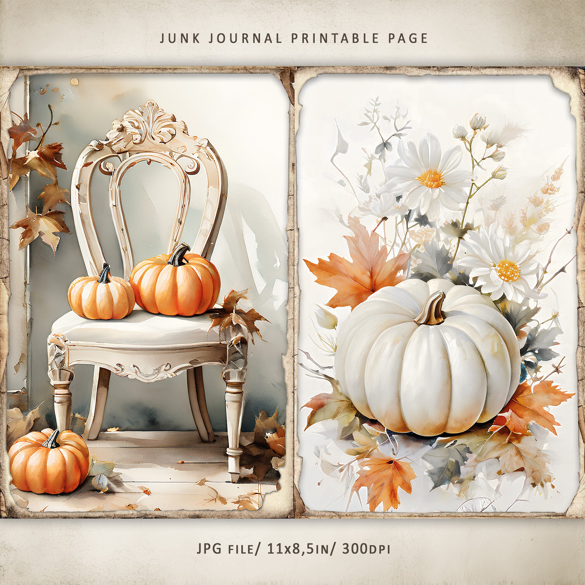Rustic Autumn-1 Junk Journal Kit, Autumn Pumpkin Printable Pages ...